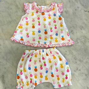 Cotton pineapple print top and shorts